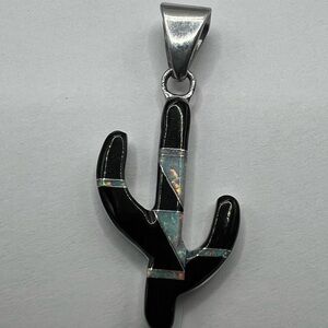 Black and Silver Cactus Pendant